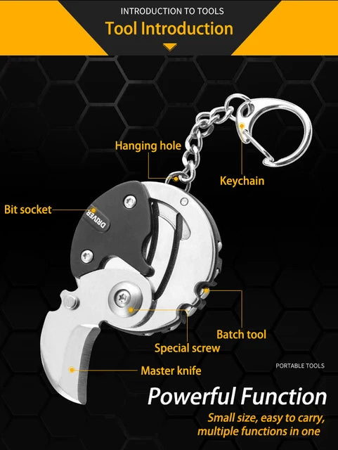 Pocket Knife Keychain Screwdriver Multifunctional Hexagon Coin Outdoor EDC survival Tool Folding Fold Mini coltello Gear Pee