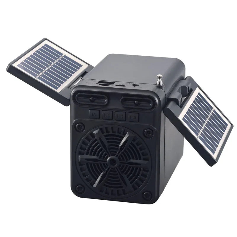 Portable FM Radio Solar Emergency Radio Receiver Built-in Speaker Mini Bluetooth Soundbar Support TF Card U Disk 18650 Battery