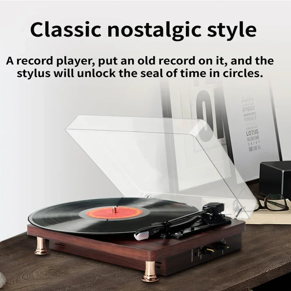 Portable Phonograph Vinyl Record Players Turntables 33/45/78 RPM Gramophone Built-in Speaker for Home Consumer Electronics