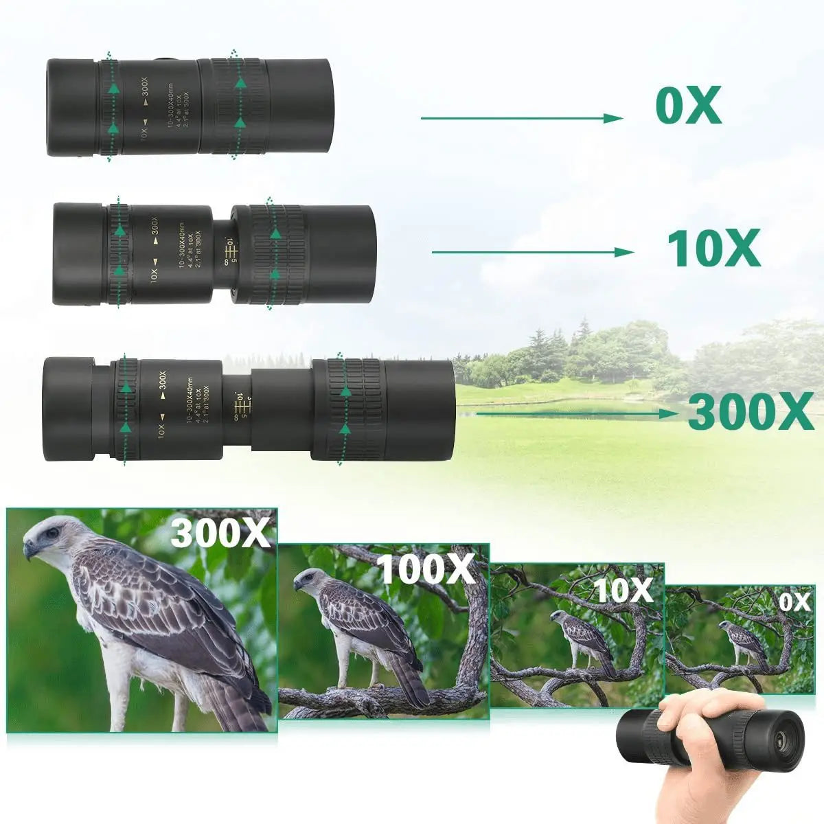 Powerful 300X30 Hd Monocular Telescope Long Range Zoom with Tripod Phone Clip for Outdoor Hunting Camping Tourism