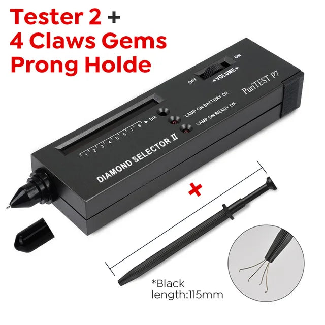 Professional High Accuracy Diamond Tester 2 Jewelry Tool Tweezer 4 Claws Gems Prong Holder Selector Round Moissanite Loose Stone