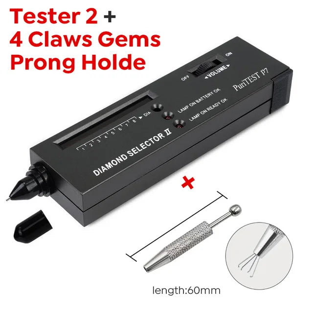 Professional High Accuracy Diamond Tester 2 Jewelry Tool Tweezer 4 Claws Gems Prong Holder Selector Round Moissanite Loose Stone