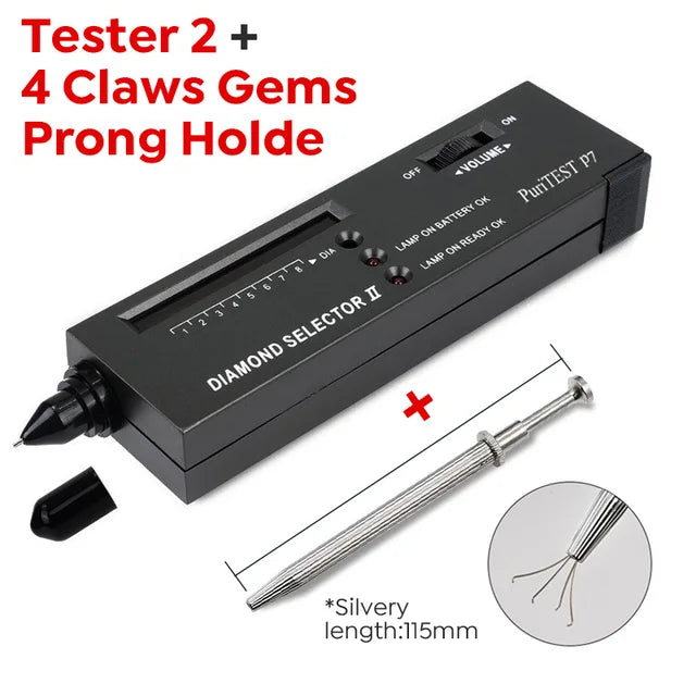 Professional High Accuracy Diamond Tester 2 Jewelry Tool Tweezer 4 Claws Gems Prong Holder Selector Round Moissanite Loose Stone