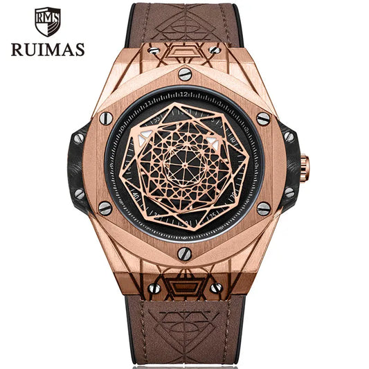 RUIMAS Luxury Military Sports Quartz Watches Men Top Brand Leather Strap Wristwatch Waterproof Watch Man Relogios Masculino 533G