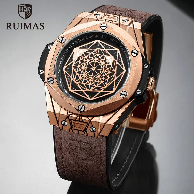 RUIMAS Luxury Military Sports Quartz Watches Men Top Brand Leather Strap Wristwatch Waterproof Watch Man Relogios Masculino 533G