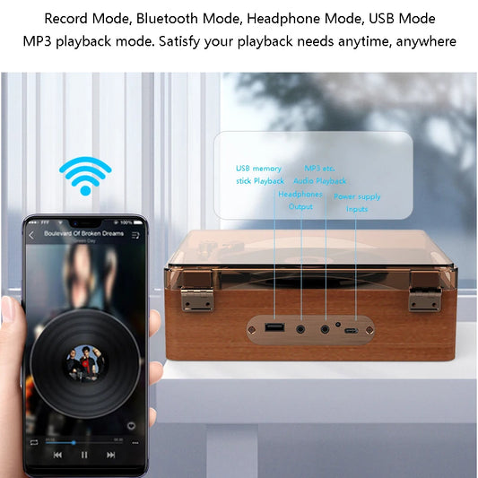 Retro CD Player Bluetooth 5.0 Rechargeable Built-in Speaker HIFI Music Player USB Lossless Playback Infrared Remote Control