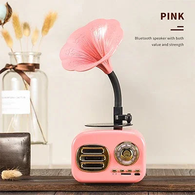 Retro Wood Bluetooth Audio Speaker Flower Portable Wireless Mini Speaker Box Outdoor Music Player Subwoofer Support TF FM Radio