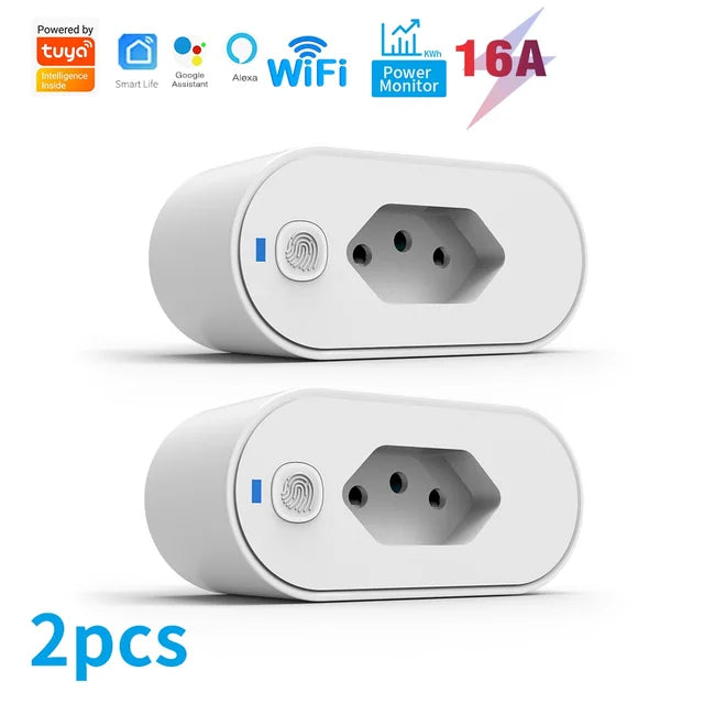 SIXWGH Tuya Wifi Socket Adaptador De Soquete Inteligente 16A Suporte Smart Life App control Alexa Google Home Controle vioce