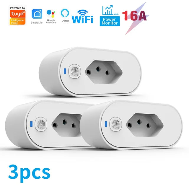 SIXWGH Tuya Wifi Socket Adaptador De Soquete Inteligente 16A Suporte Smart Life App control Alexa Google Home Controle vioce