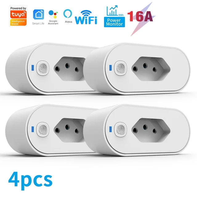 SIXWGH Tuya Wifi Socket Adaptador De Soquete Inteligente 16A Suporte Smart Life App control Alexa Google Home Controle vioce