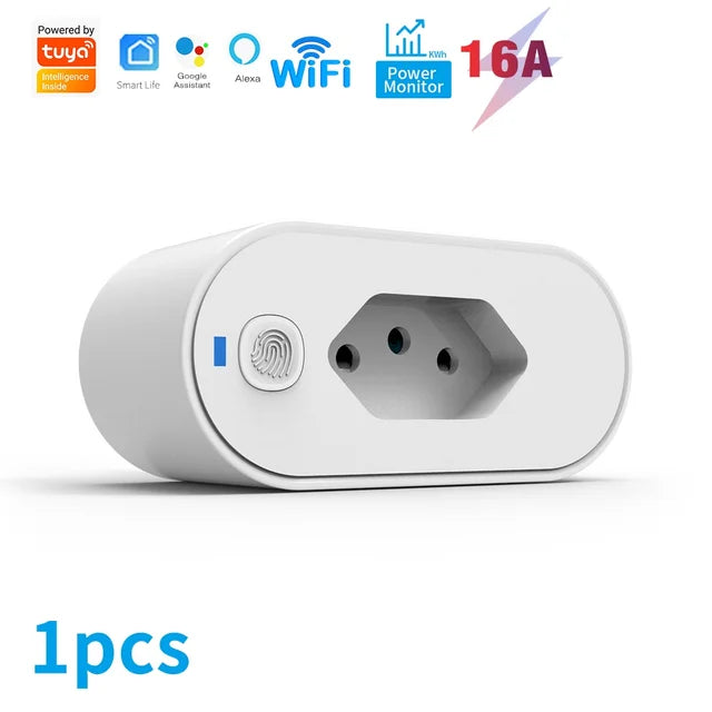 SIXWGH Tuya Wifi Socket Adaptador De Soquete Inteligente 16A Suporte Smart Life App control Alexa Google Home Controle vioce