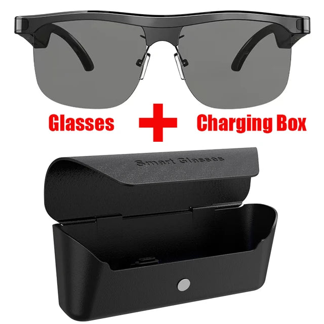 Smart Glasses Headset Wireless Bluetooth Sunglasses Outdoor Sport Earphone Calling Music Anti-Blue Eyeglasses With Charging Box