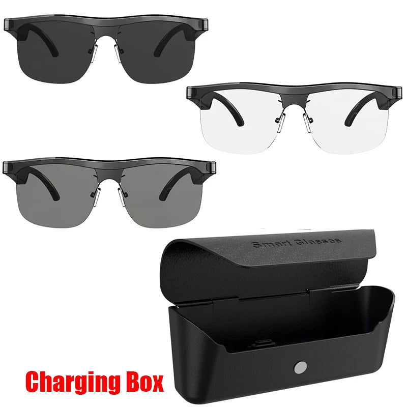 Smart Glasses Headset Wireless Bluetooth Sunglasses Outdoor Sport Earphone Calling Music Anti-Blue Eyeglasses With Charging Box