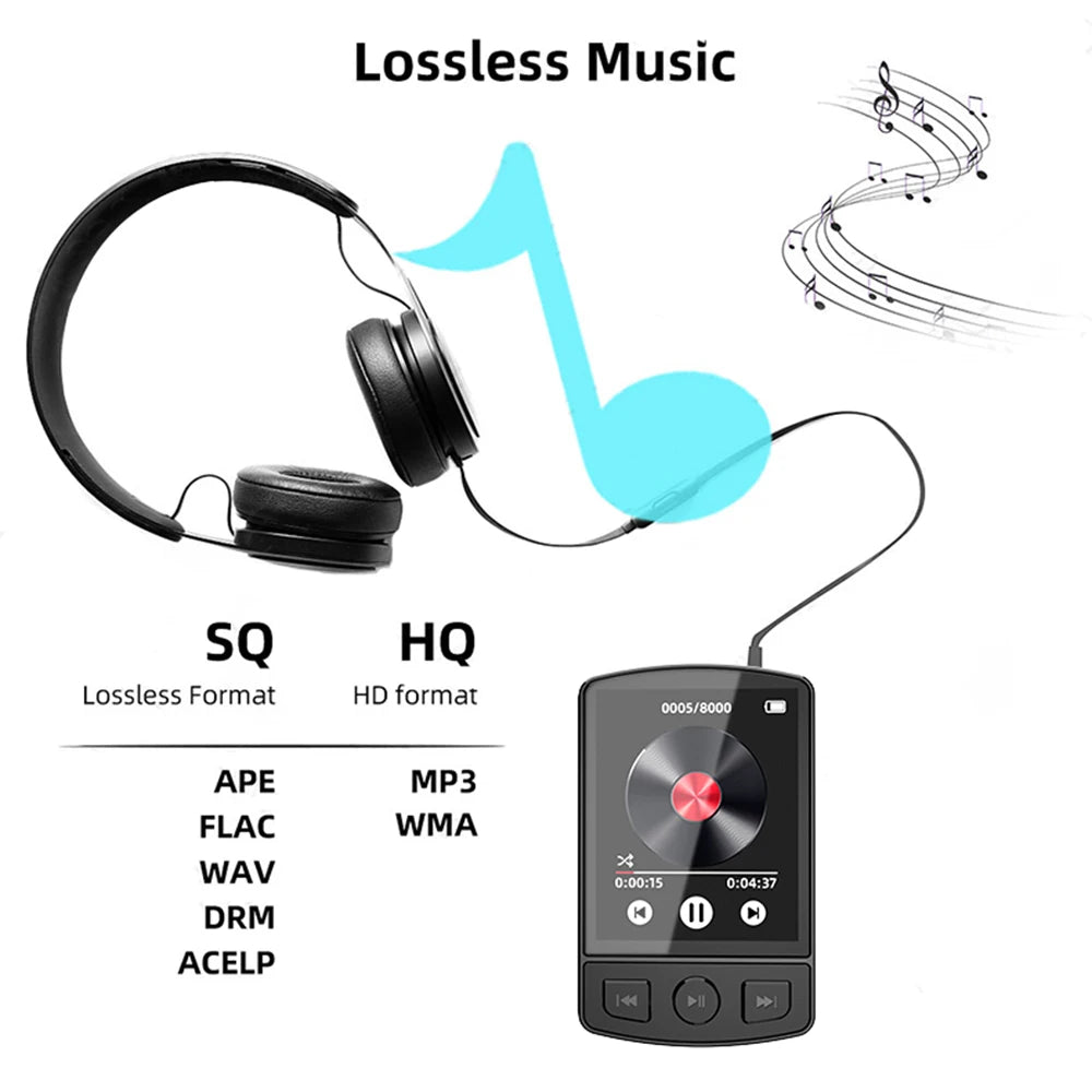 Sport Bluetooth MP3 Player Portable Clip Mini Music Walkman With Screen Lossless Sound Quality with Recording E-Book Video Play