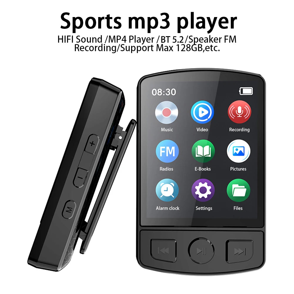 Sport Bluetooth MP3 Player Portable Clip Mini Music Walkman With Screen Lossless Sound Quality with Recording E-Book Video Play