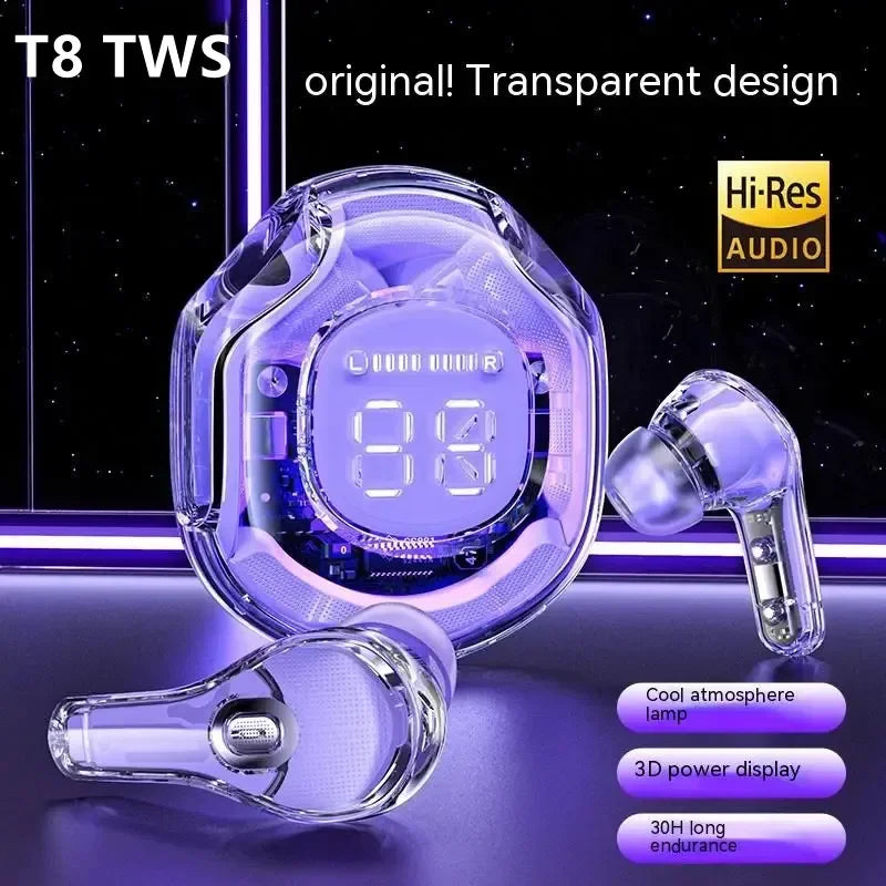 T8 Tws Bluetooth Earbuds with LED Digital Display Hifi Enc Bt 5.3 Wireless In-Ear Earphone for Xiaomi Huawei iPhone Headphone