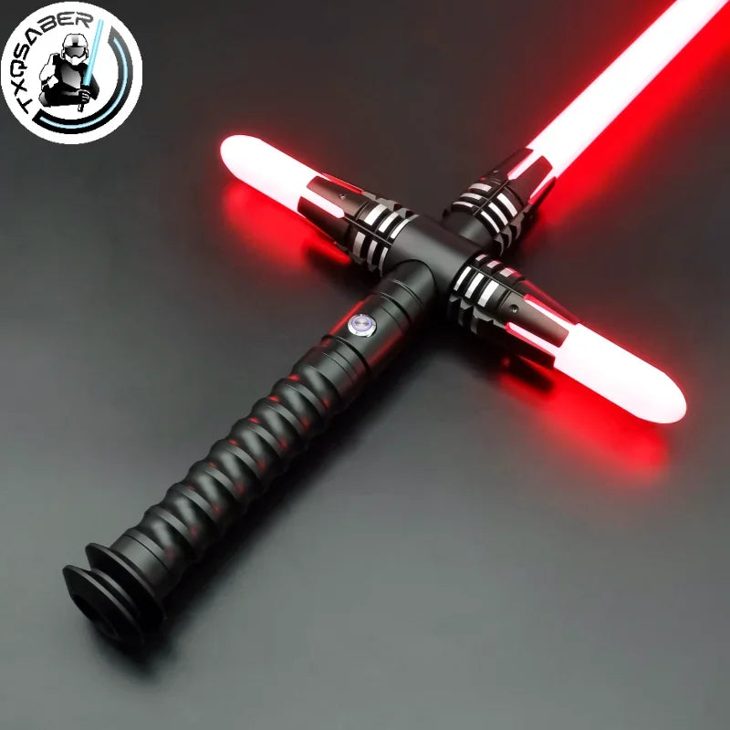 TXQSABER Smooth Swing Heavy Dueling Lightsaber 12 Color Changing 16 sets Sounds Metal Hilt Cross Laser Sword Cosplay Kids Toys