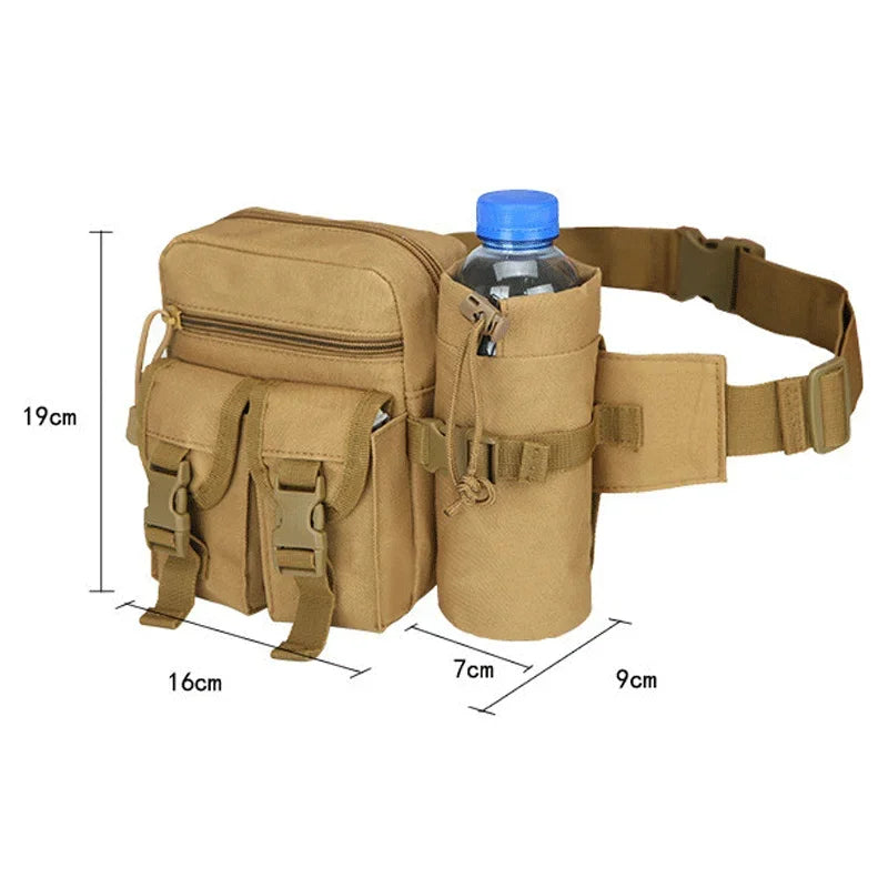 Tactical Men Waist Pack Nylon Hiking Water Bottle Phone Pouch Outdoor Sports Army Military Hunting Climbing Camping Belt Bag