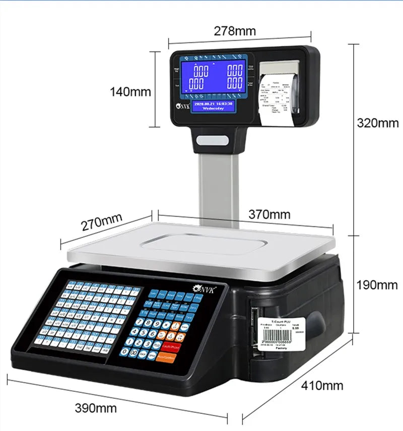 The latest doubles support Barcode Label Printing Scale For Supermarket 30kg Receipt Scale and Label Printing Scale with WIFI