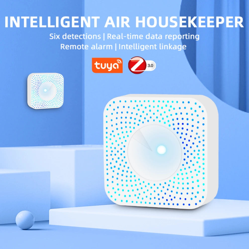 Tuya Smart Air Quality Monitor Box Automation Alarm Detector Smart Home With Zigbee Gateway Zigbee Mini Air Housekeeper 6 In 1