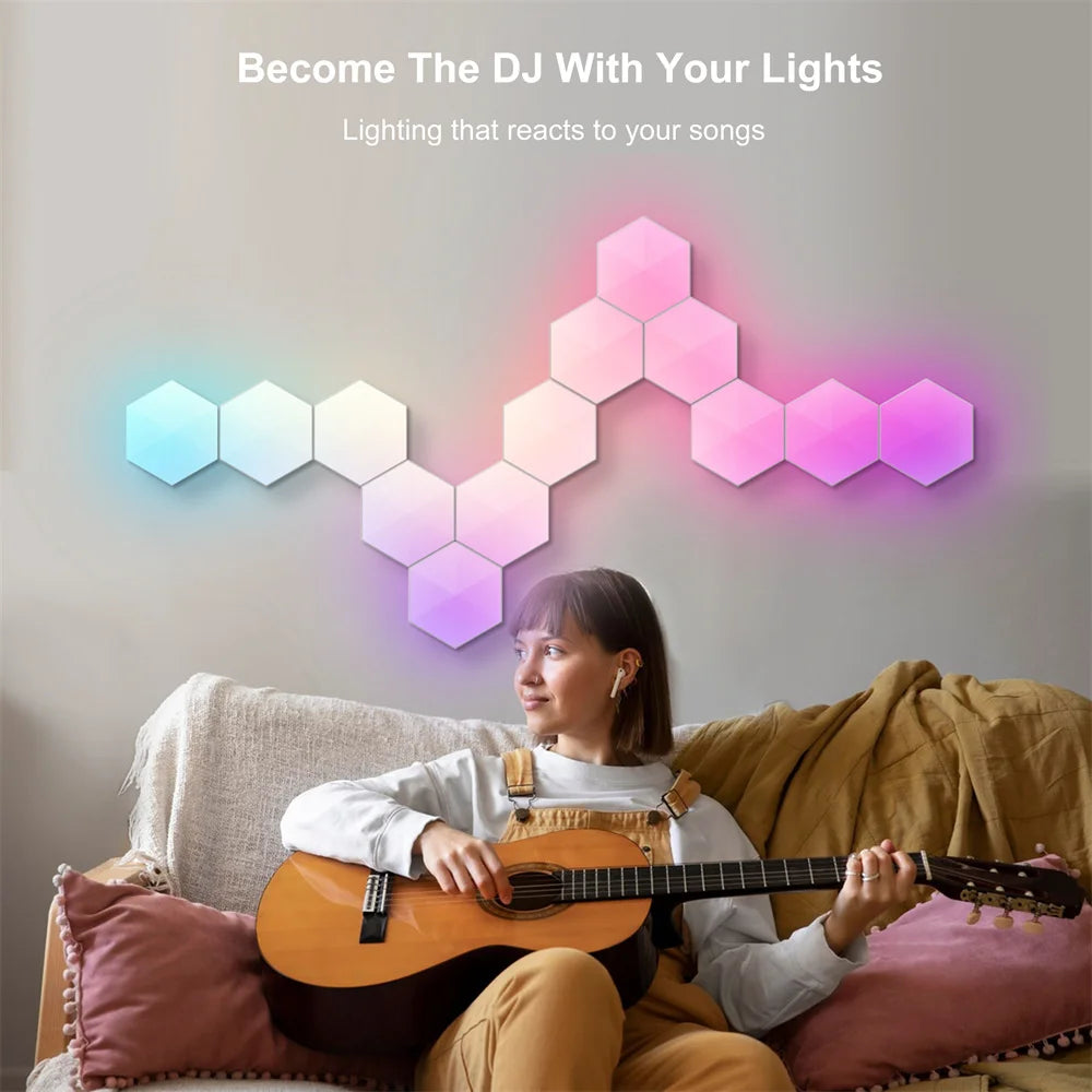 Tuya Smart RGB LED Wall Light Panels Rhythm Sync Work with Alexa,Google Home Wirless APP IR Remoter Control Smart Lighting