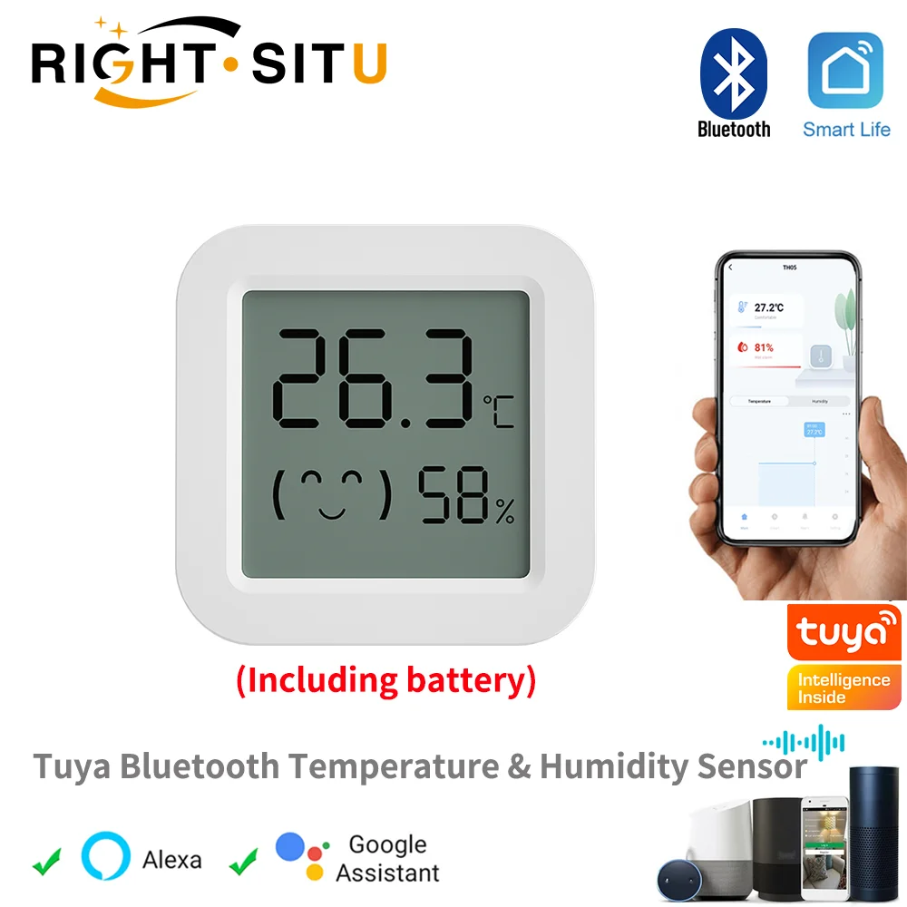 Tuya Temperature Humidity Sensor Mini LCD Digital Display Compatible with Bluetooth APP Remote Control Thermometer Hygrometer