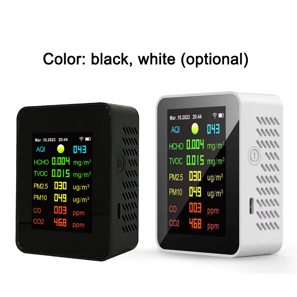 Tuya Wifi Air Quality Meter 7 in 1 PM2.5 PM10 Carbonic Oxide Carbon Dioxide TVOC HCHO AQI Tester TFT Carbon Dioxide Detector