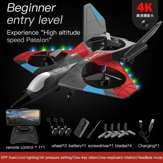 V27 Foam Glider Plane Remote Control RC Airplane 2.4G Fighter Hobby Airplane EPP RC Drone with Camera Helicopter Kids Toys