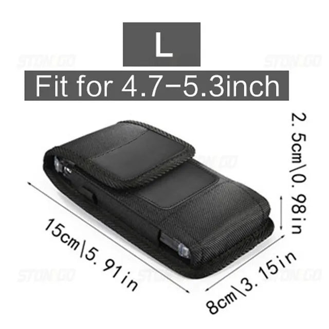 Vertical Nylon Cell Phone Belt Clip Holster Pouch Buckle Wallet Card Holder Case Cover For 4.0inch-6.7inch Phone iphone Samsung