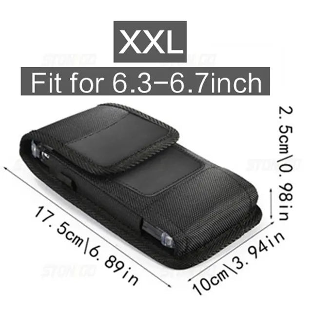 Vertical Nylon Cell Phone Belt Clip Holster Pouch Buckle Wallet Card Holder Case Cover For 4.0inch-6.7inch Phone iphone Samsung