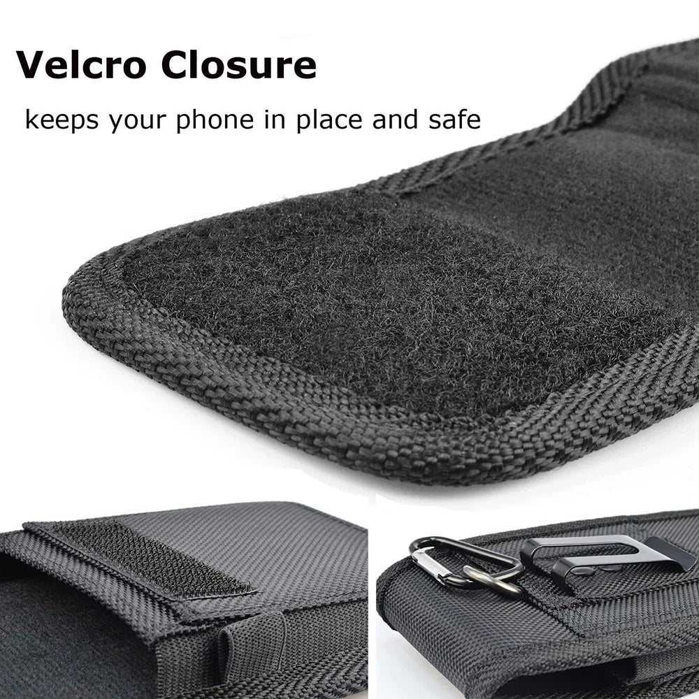 Vertical Nylon Cell Phone Belt Clip Holster Pouch Buckle Wallet Card Holder Case Cover For 4.0inch-6.7inch Phone iphone Samsung