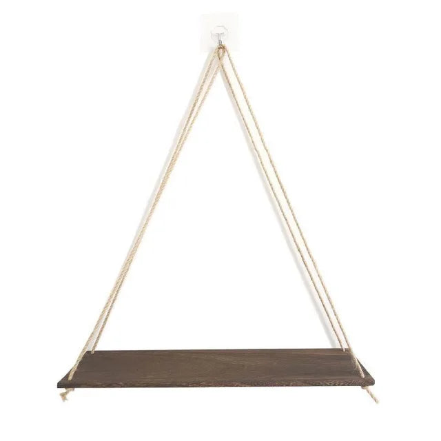 Wooden Rope Swing Wall Hanging Plant Flower Pot Tray Mounted Floating Wall Shelves Nordic Home Decoration Mored Simple Design